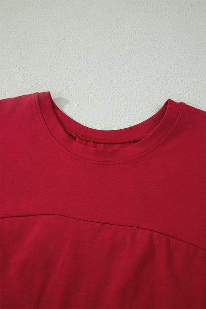 Racing Red Solid Color Cropped Tank Top and Jogger Pants Set