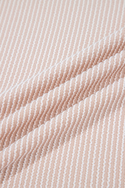 Jet Stream Leopard Patchwork Corded Knit Crew Neck T Shirt