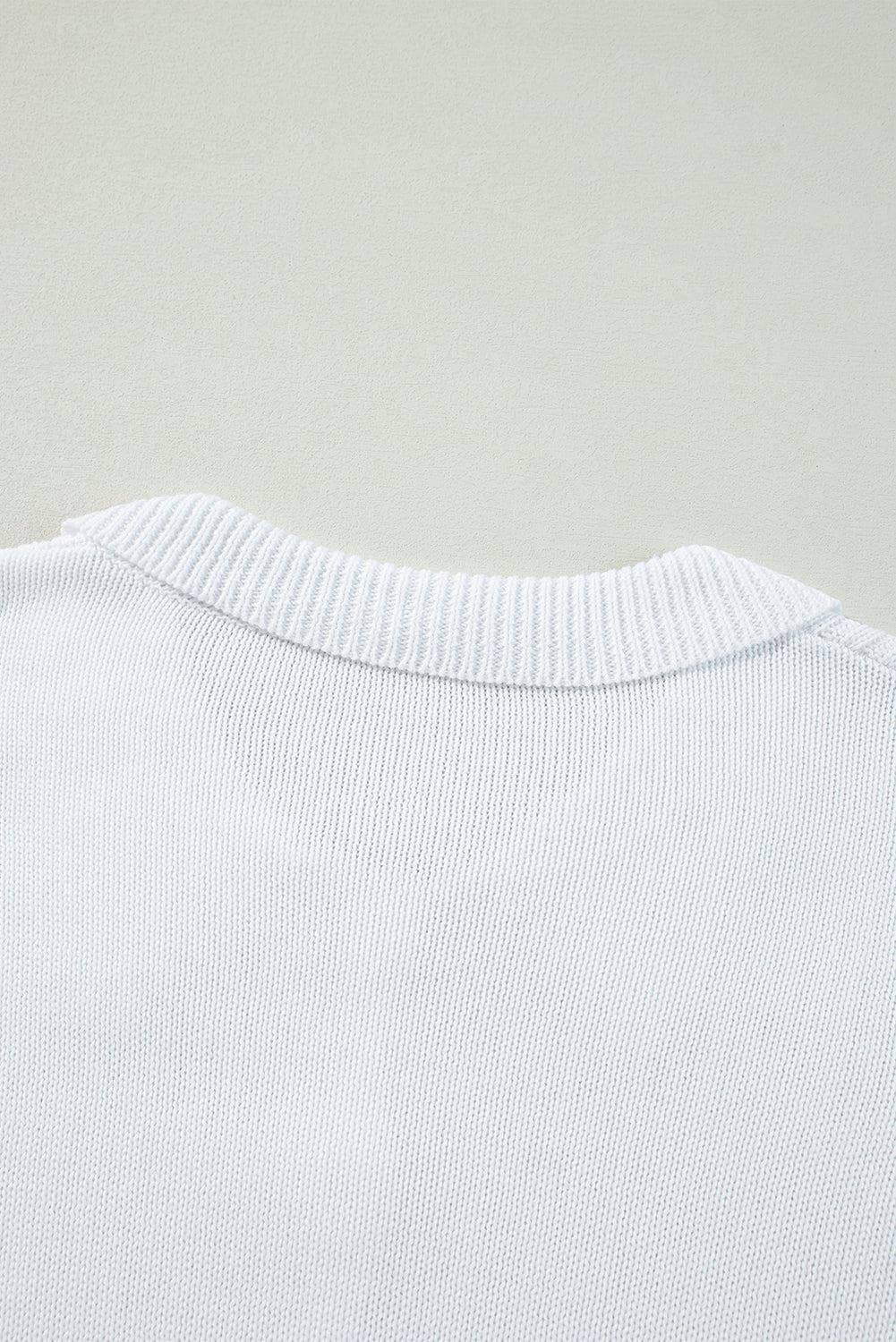 Sweaters & Cardigans/Cardigans White Collared Button-up Loose Fit Casual Sweater