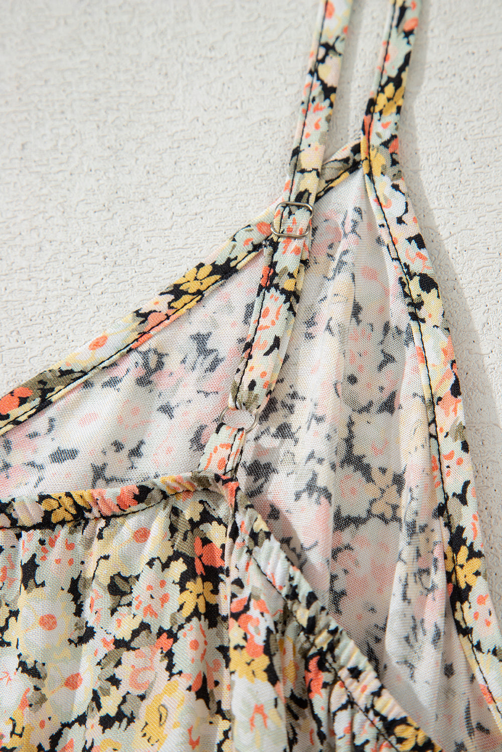 Khaki Boho Floral Printed Tie Waist Flared Sundress