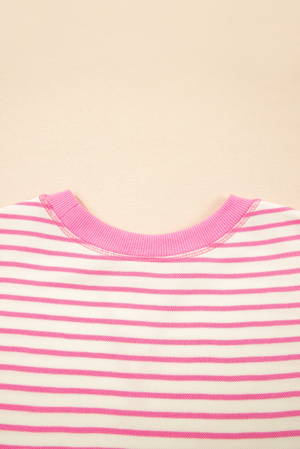 Sachet Pink Contrast Detail Striped Ruffle Short Sleeve Top