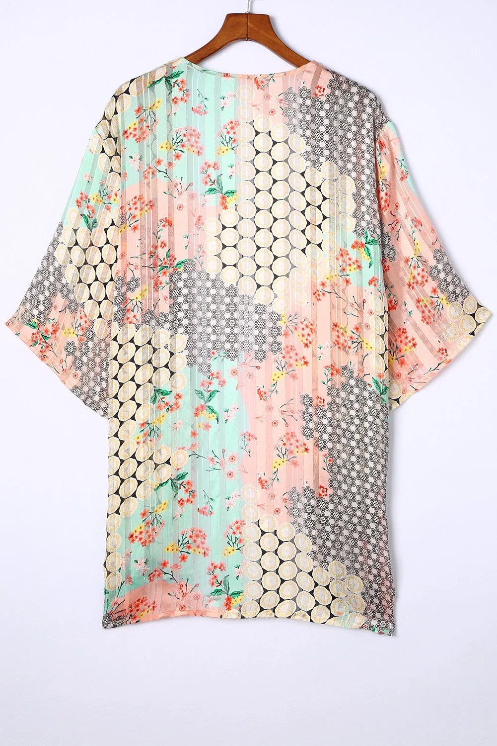 Multicolor Floral Open Sheer Shimmer Kimono - Chic Meadow Boutique 