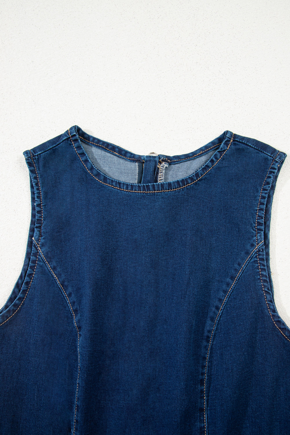 Dirty blue Sleeveless Zipped Bodycon Denim Short Dress