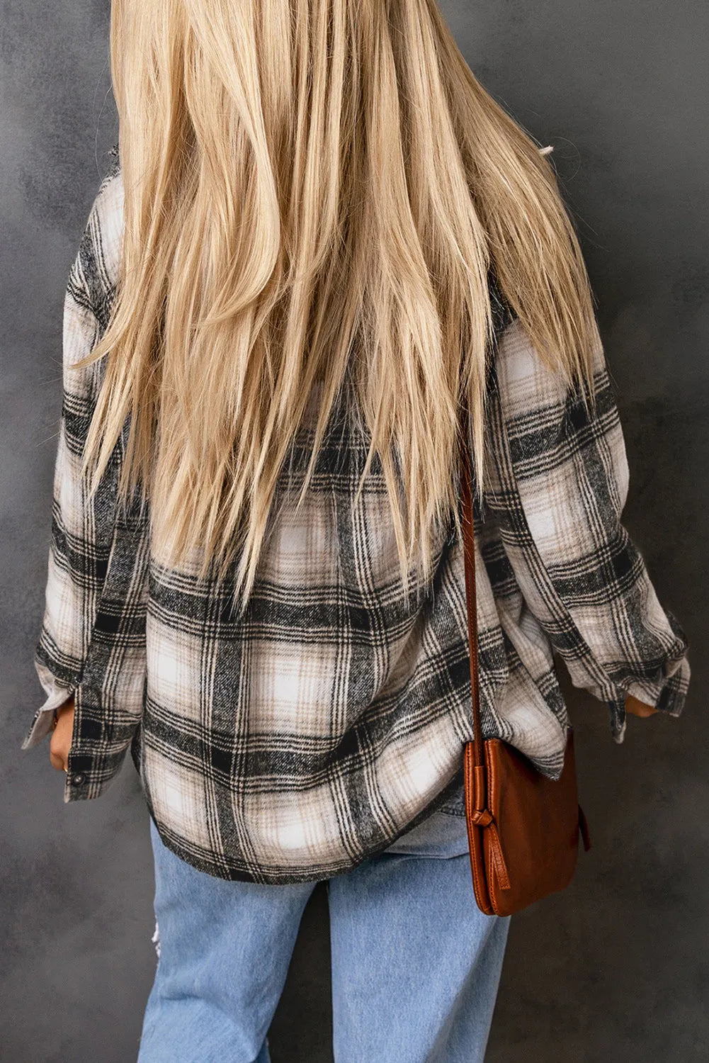 Black Vintage Plaid Fleece Lining Jacket - Chic Meadow Boutique 