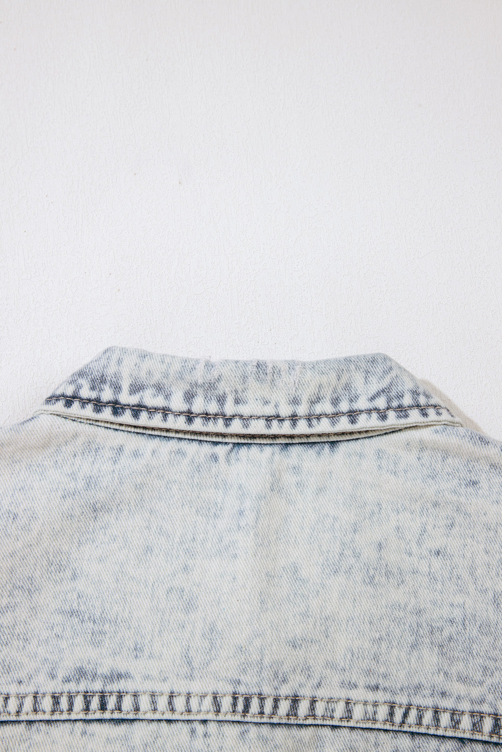 Beau Blue Light Wash Buttoned Chest Pocket Puff Sleeve Denim Jacket