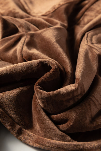 Coffee Straight Loose Drawstring Elastic High Waist Fleece Pants