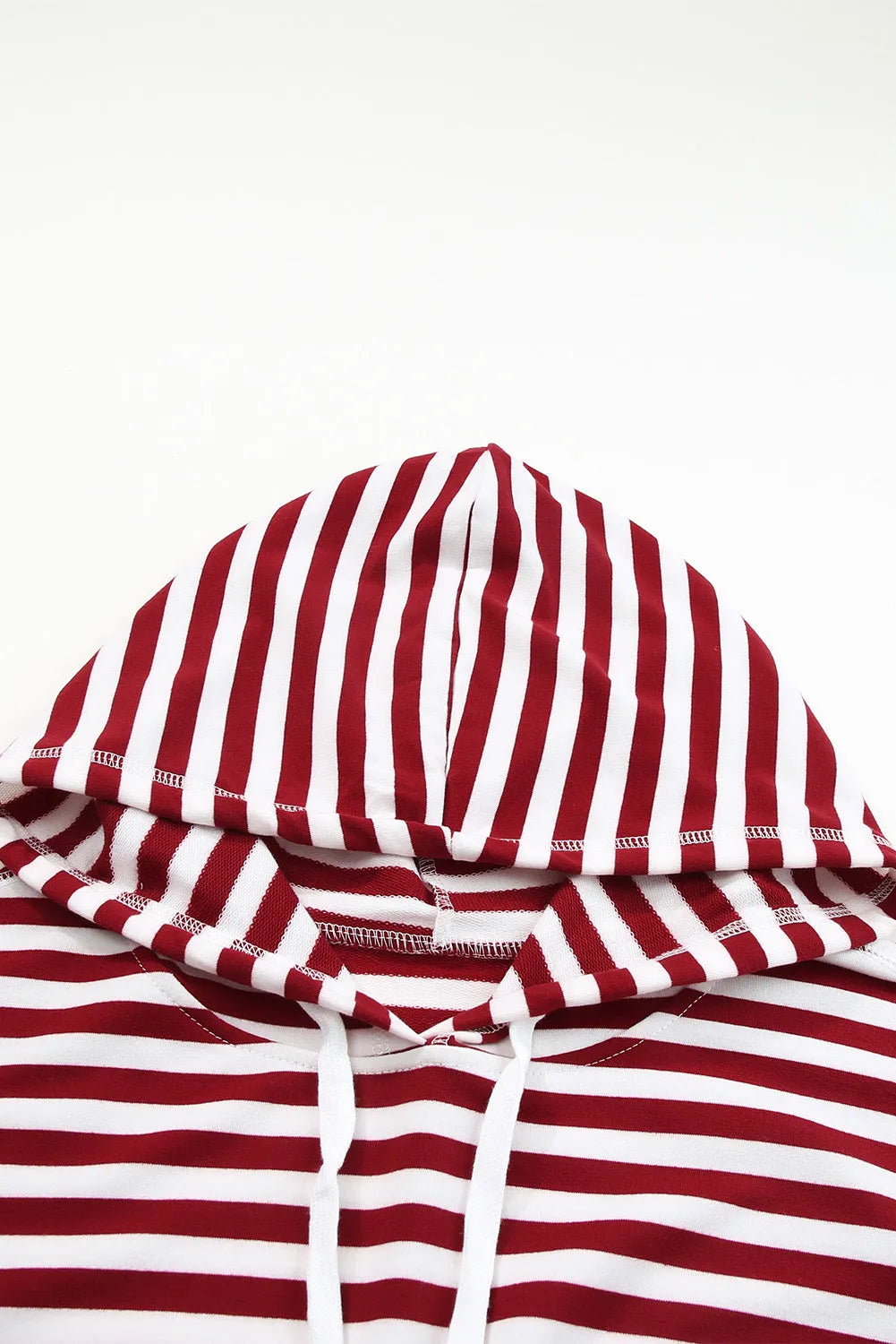 Burgundy Stripe Kangaroo Pocket Drawstring Hoodie - Chic Meadow Boutique 