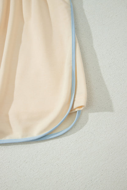 Apricot Colorblock Edge Drop Shoulder T Shirt and Skort 2Pcs Set