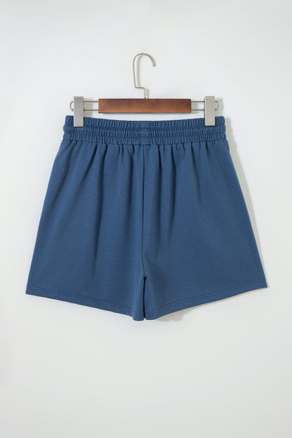 Pink Color Block Patchwork Varsity Striped Detail Drawstring Elastic Waist Shorts