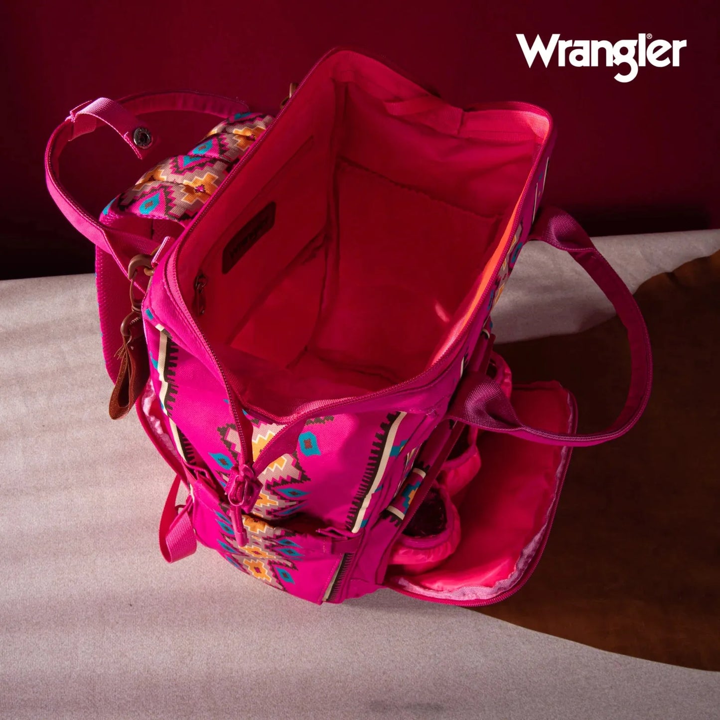 Wrangler Aztec Printed Callie Backpack - Hot Pink - Chic Meadow Boutique 