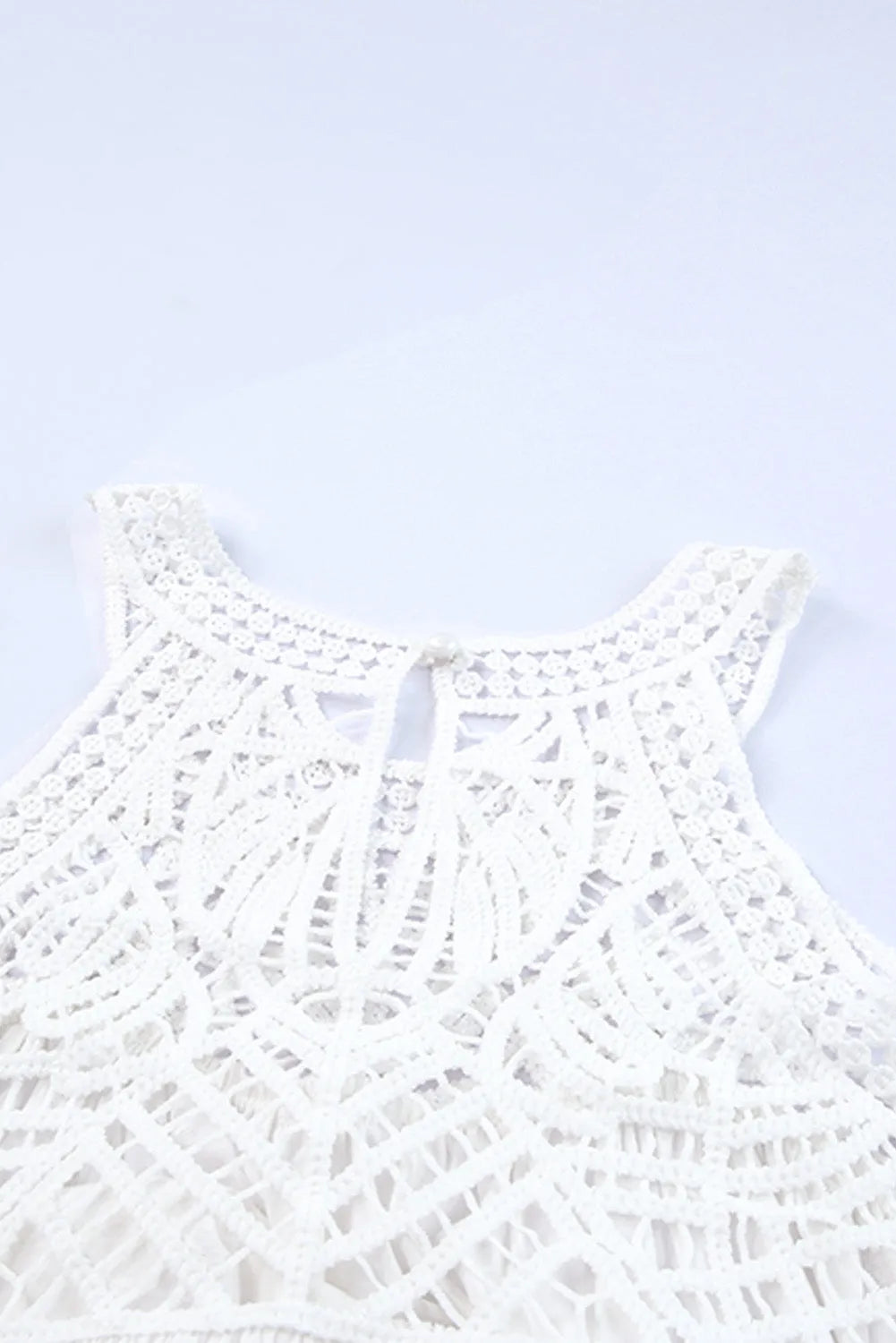 White Lace Crochet Sleeveless Babydoll Top - Chic Meadow Boutique 