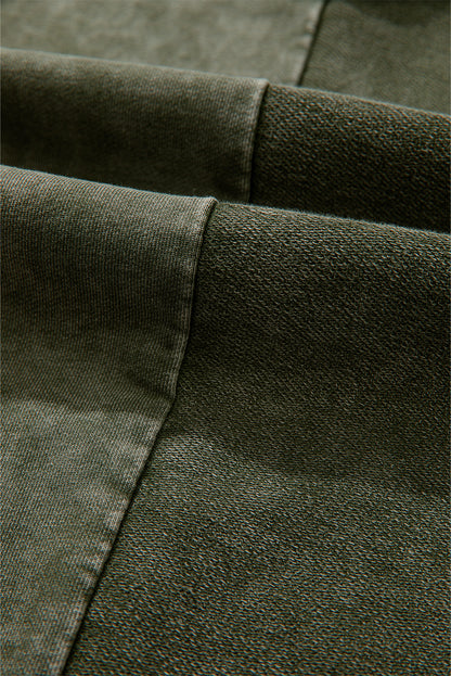 Vineyard Green Mineral Wash Tiered Wide Leg Patchwork Drawstring Pants