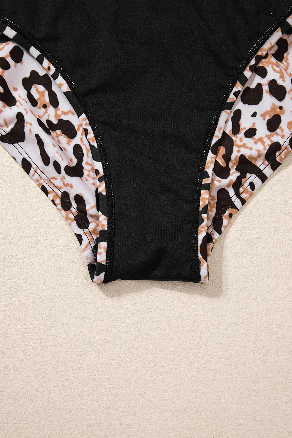 Black Crossed Tie Back Leopard Bikini Swimsuit - Chic Meadow Boutique 