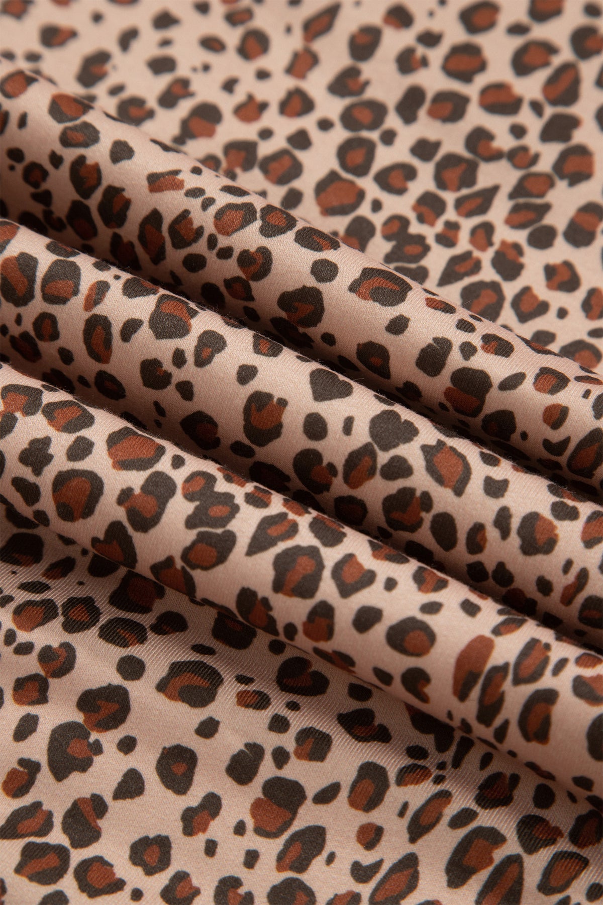Khaki Leopard Print Drawstring Waist Patch Pockets Pants