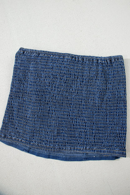 Sail Blue Vintage Bow Front Smocked Back Denim Tube Top