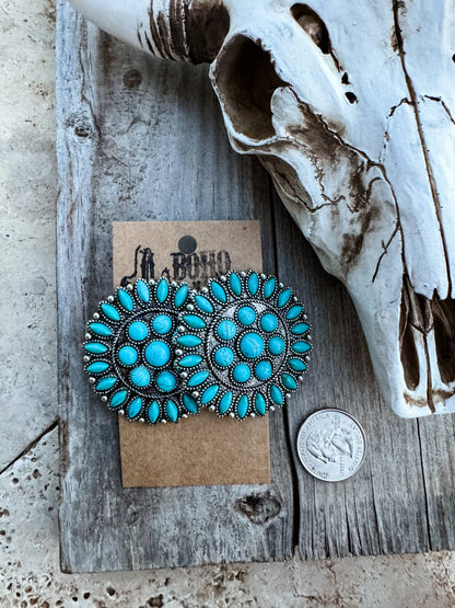 Western Round Concho Earrings