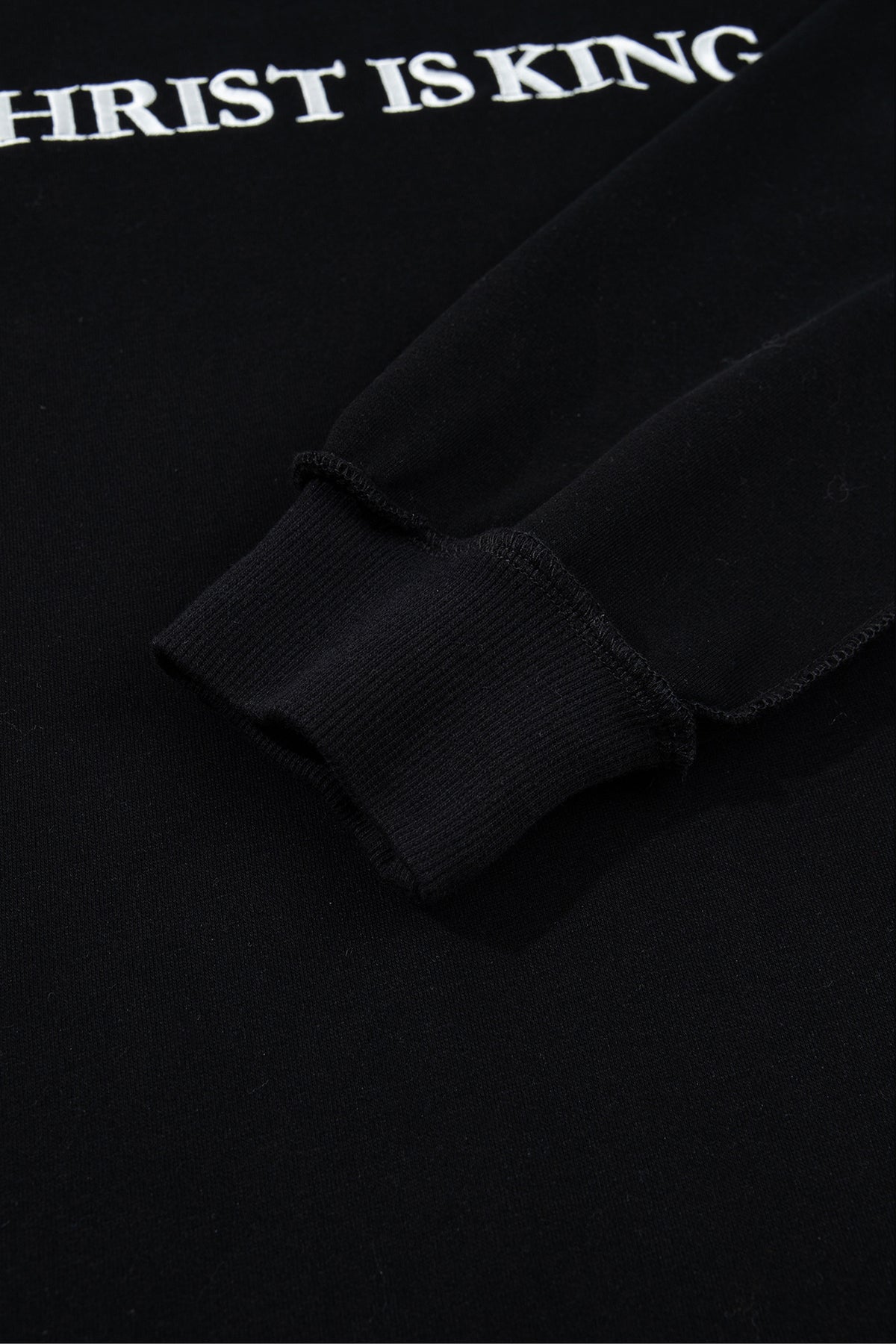 Black CHRIST IS KING Embroidery High Neck Baggy Sweatshirt