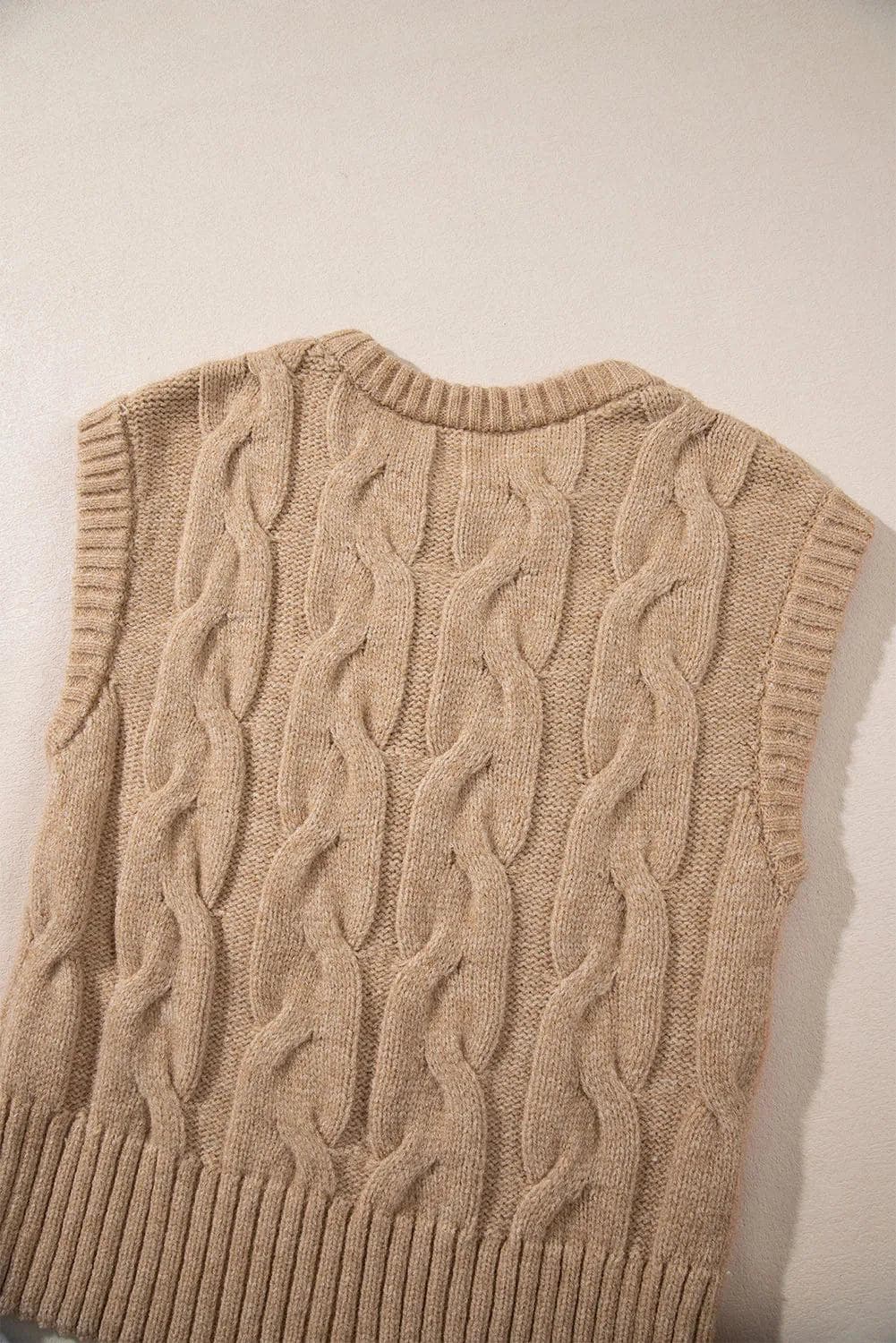 Tops/Short Sleeve Sweaters Light French Beige Cap Sleeve Cable Knit Sweater