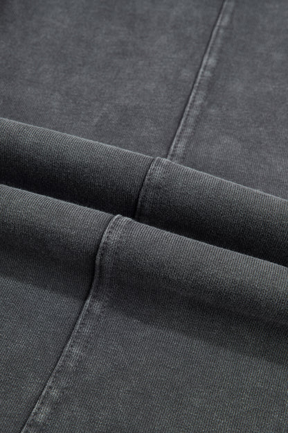 Carbon Grey Mineral Wash Seam Detail Elastic Waist Barrel Pants