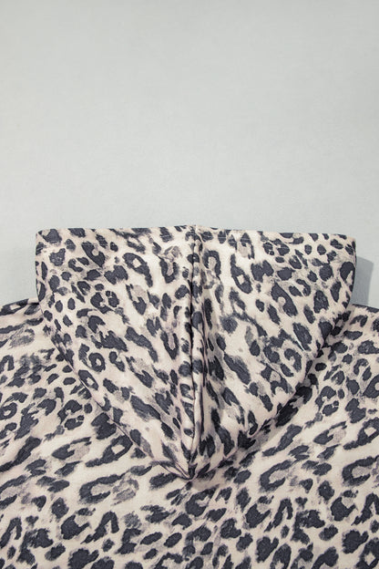 Multicolour Leopard Zip-Up Hooded Drawstring Pant Set