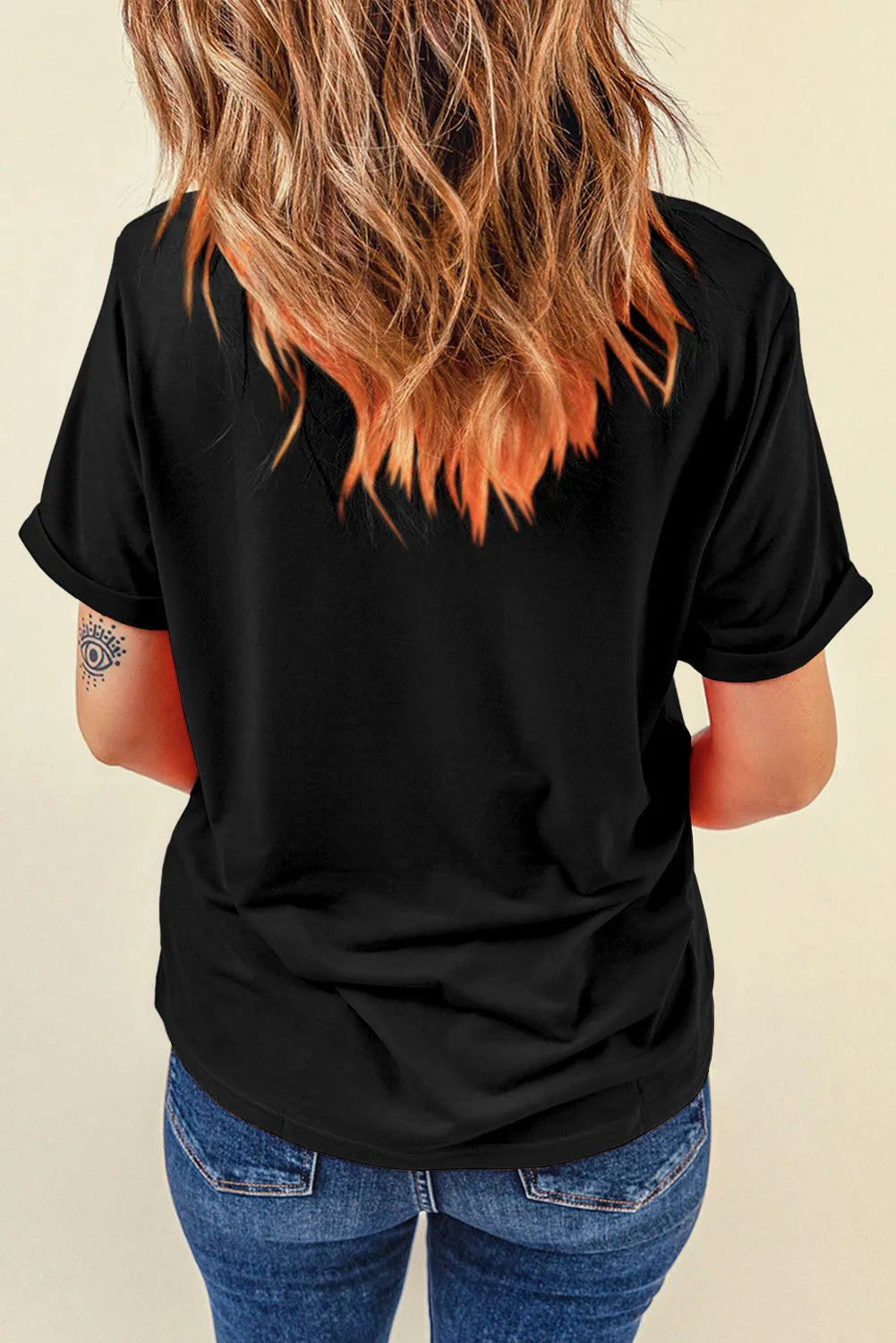 Black HOWDY Rhinestone Slim Fit Crew Neck T Shirt - Chic Meadow Boutique 