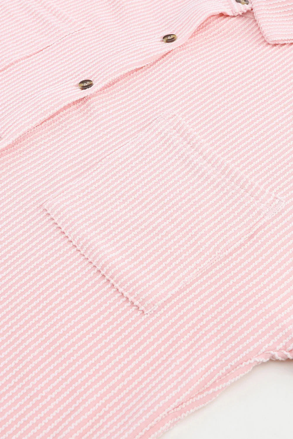 Pink Roll Tab Sleeve Ribbed Cording Shacket - Chic Meadow Boutique 