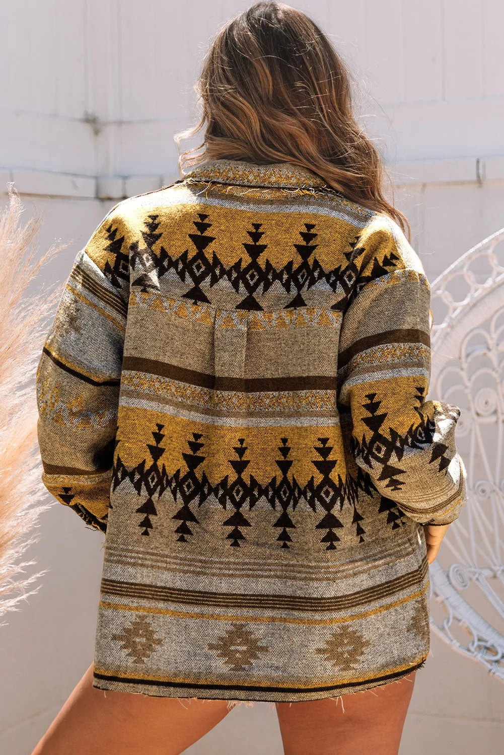 Brown Western Aztec Print Jacket - Chic Meadow Boutique 