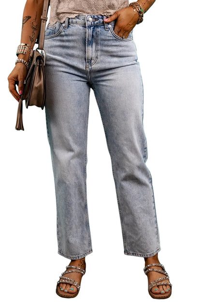 Beau Blue Acid Wash Straight Jeans - Chic Meadow Boutique 