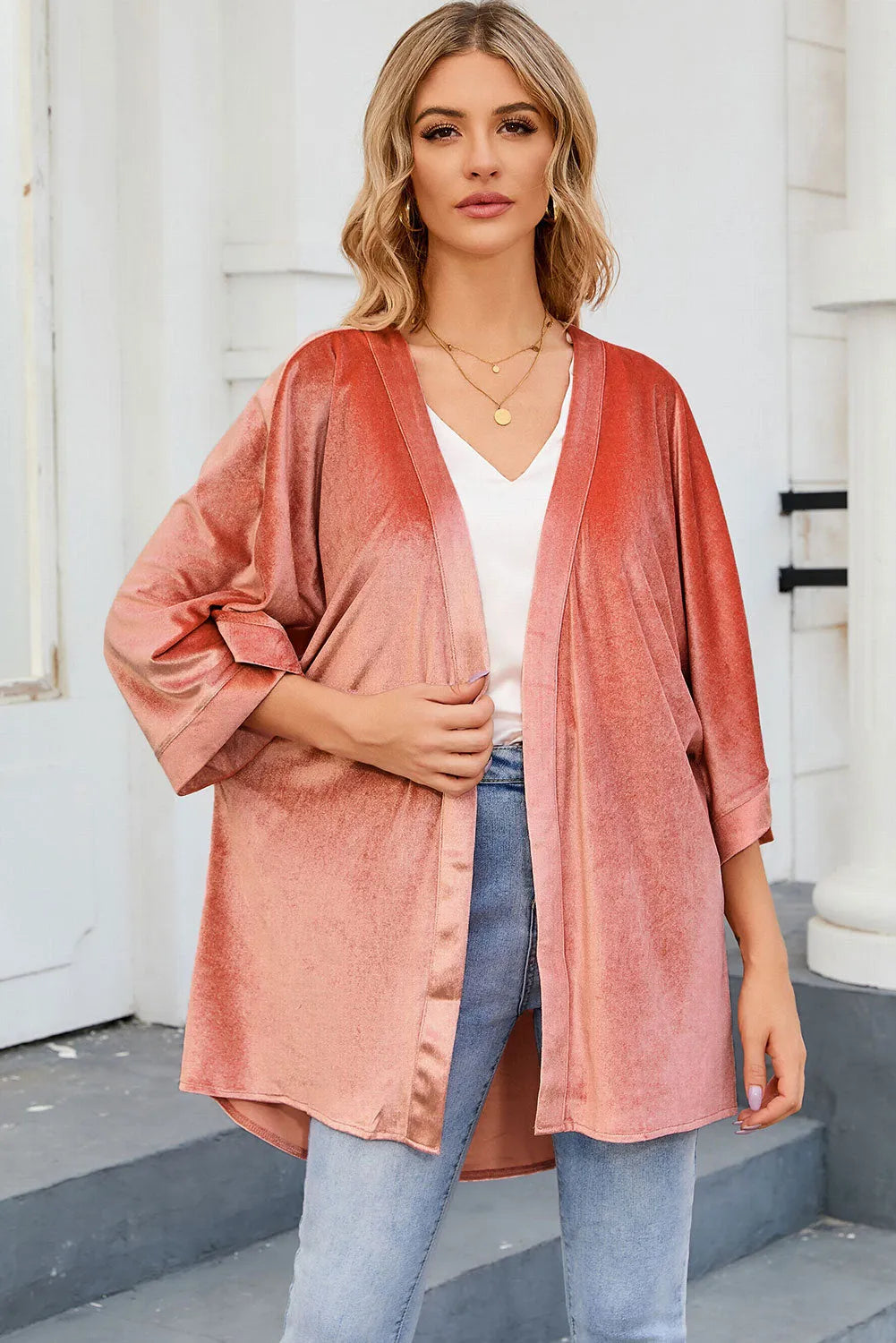 Pink Retro Velvet Wide Sleeves Cardigan - Chic Meadow Boutique 