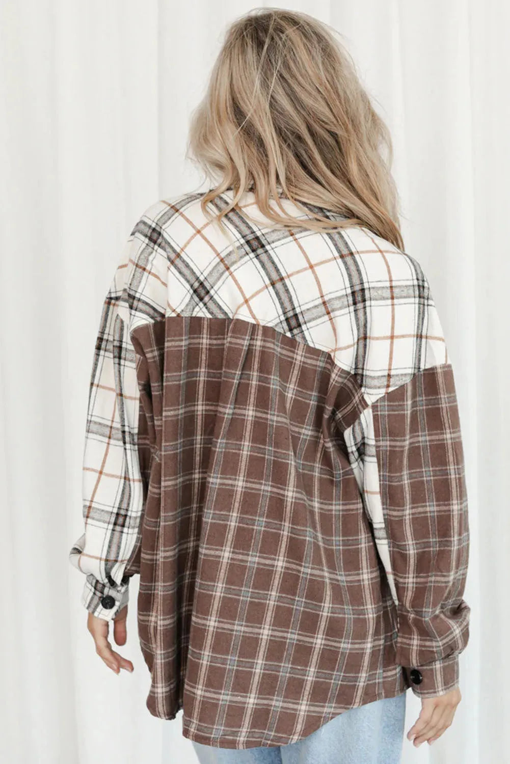 Brown Mixed Plaid Soft Oversized Shirt - Chic Meadow Boutique 