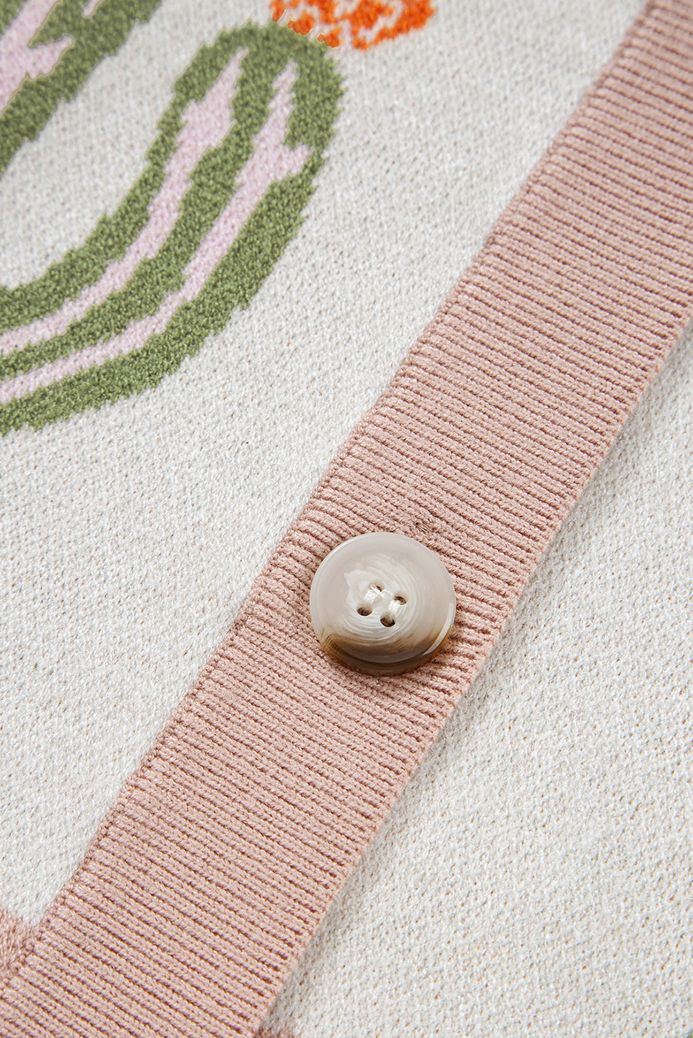 Apricot Desert Cactus Buttoned Front Sweater Cardigan