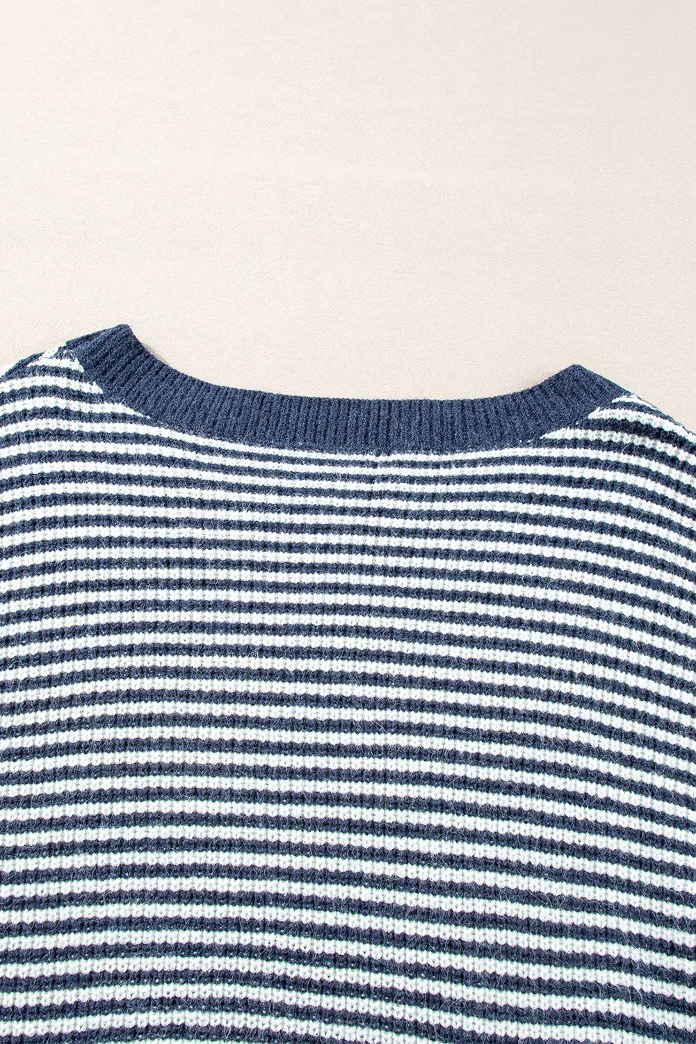 Sail Blue Striped Lantern Sleeve Drop Shoulder Cozy Sweater - Chic Meadow Boutique 