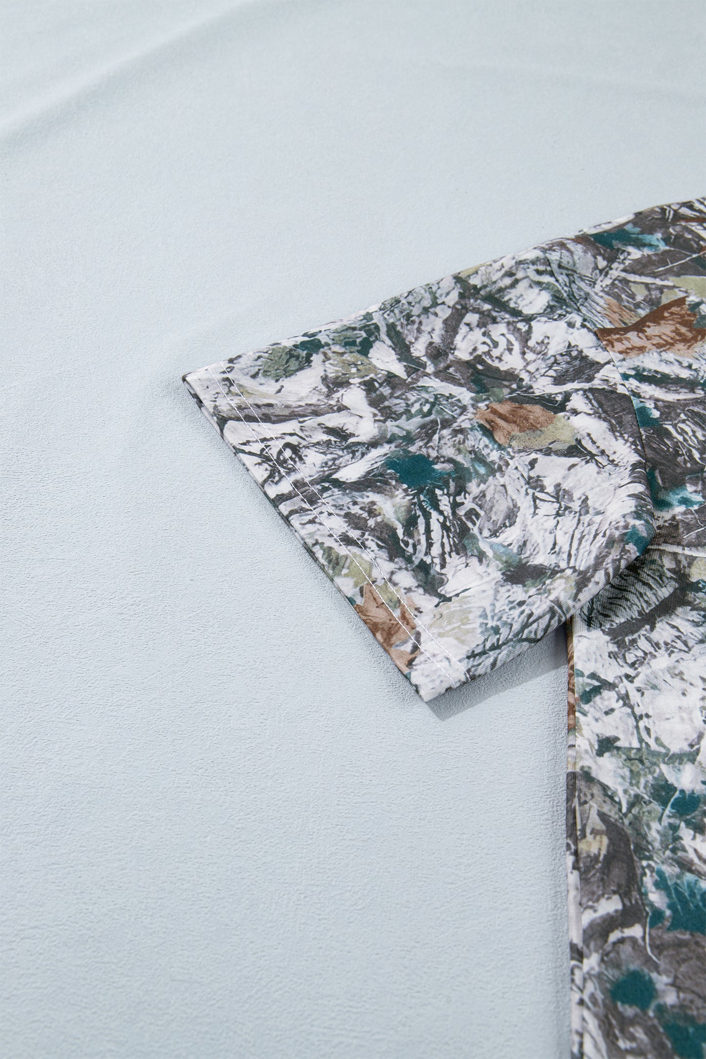 Gray Abstract Woodland Print Tunic Henley T Shirt