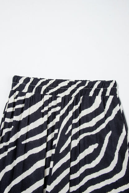Black Zebra Striped Summer Wide Leg Pants