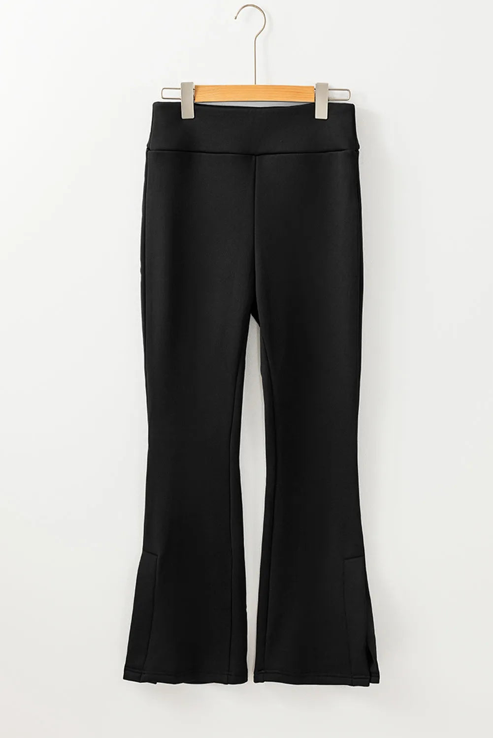 Black Thermal Lined Split Flare Leg Pants - Chic Meadow Boutique 