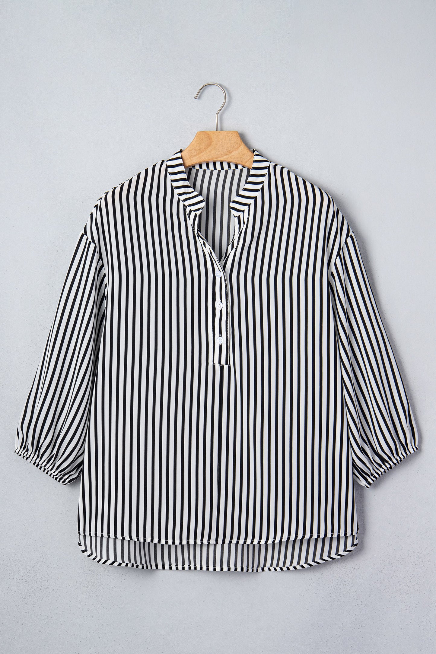 Black Striped Half Sleeve Button-Up Shirt
