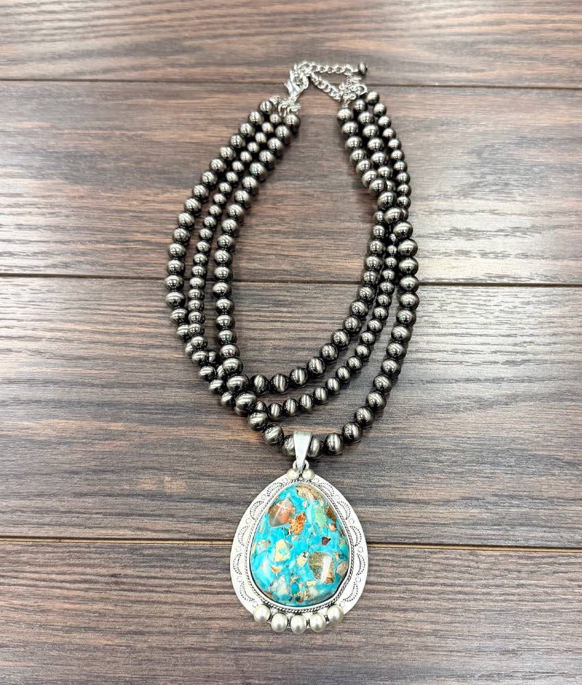 739733, 18" Handmade Polish Navajo Gemstone Necklace