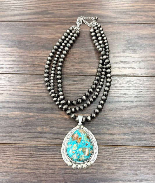 739733, 18" Handmade Polish Navajo Gemstone Necklace