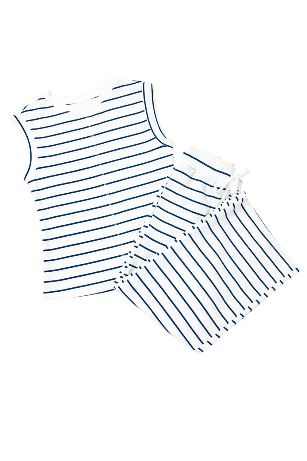 Sail Blue Casual Wide Leg 2pcs Pants Set