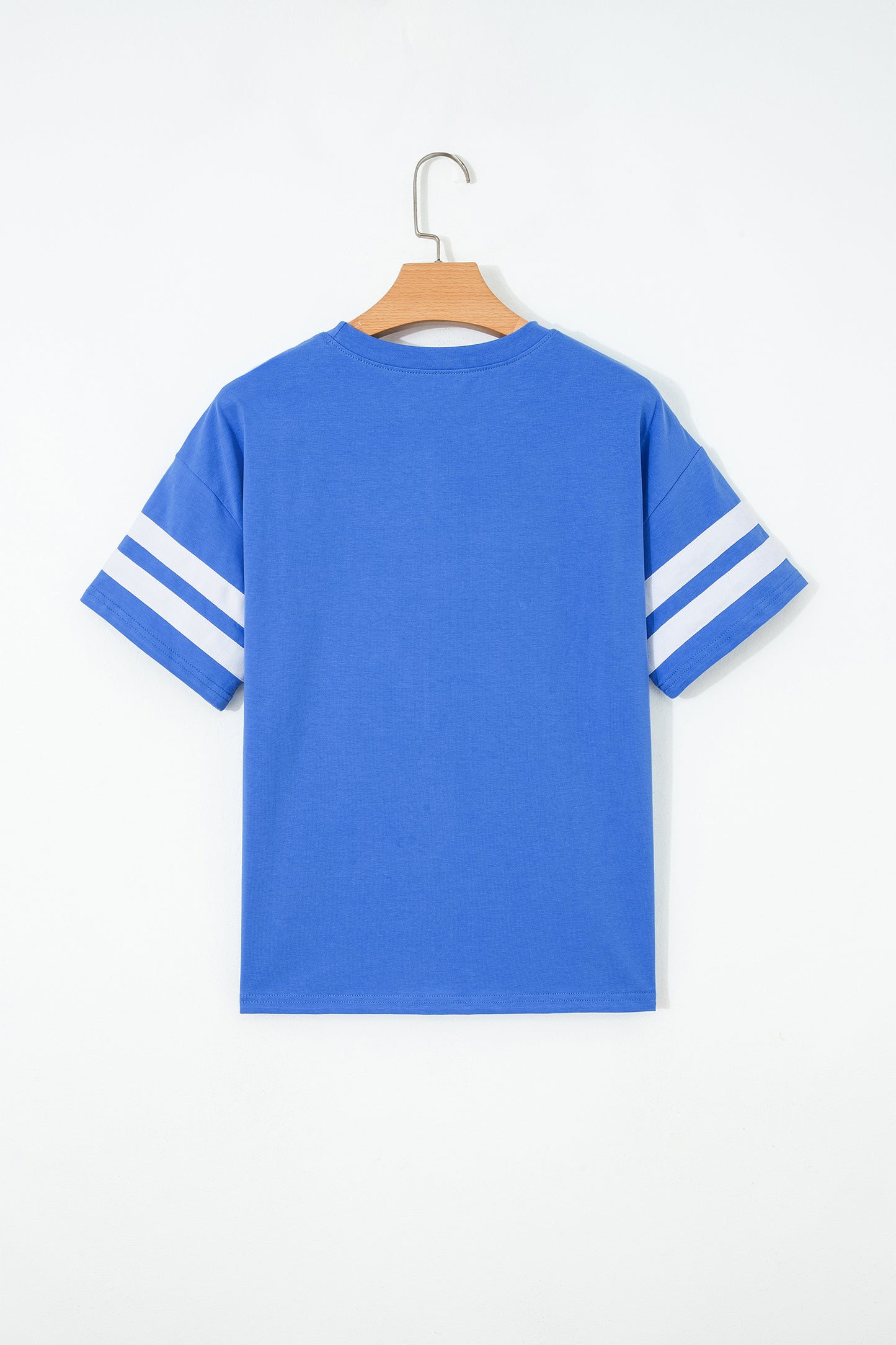 Dark Blue Varsity Striped Short Sleeve Crew Neck T Shirt