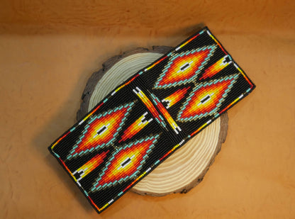 Black Handmade Beaded Bifold Wallet Gift of Men Gift for her
