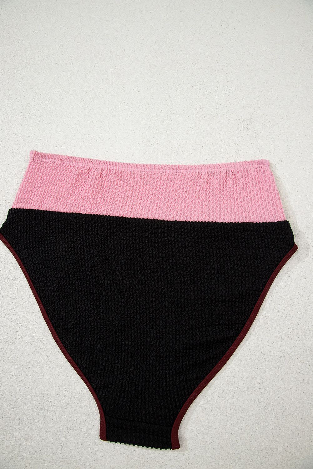 Burgundy Color Block High Waisted Sexy Bikini Set