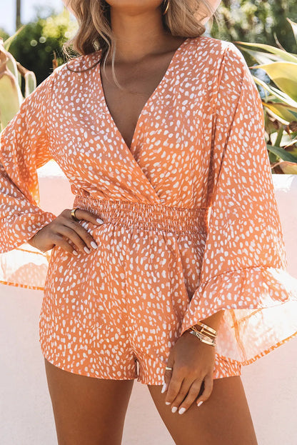 Orange Animal Spotted Print Romper - Chic Meadow Boutique 