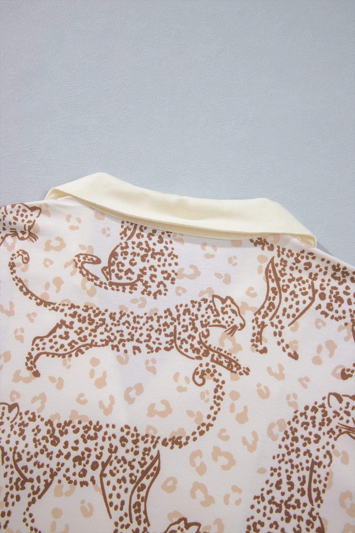 Yellow Leopard Print Colorblock Pocket Placket Long Sleeve Lounge Set