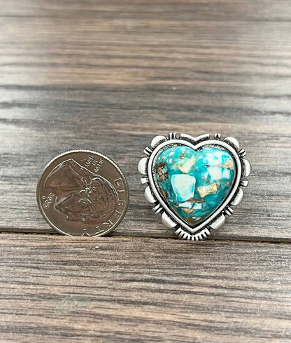 750519, Heart Gemstone Adjustable Ring