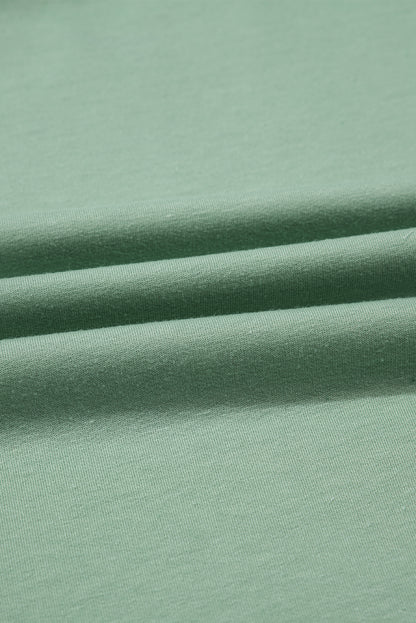 Smoke Green Half Sleeve Raw Seam High Low Side Split Top