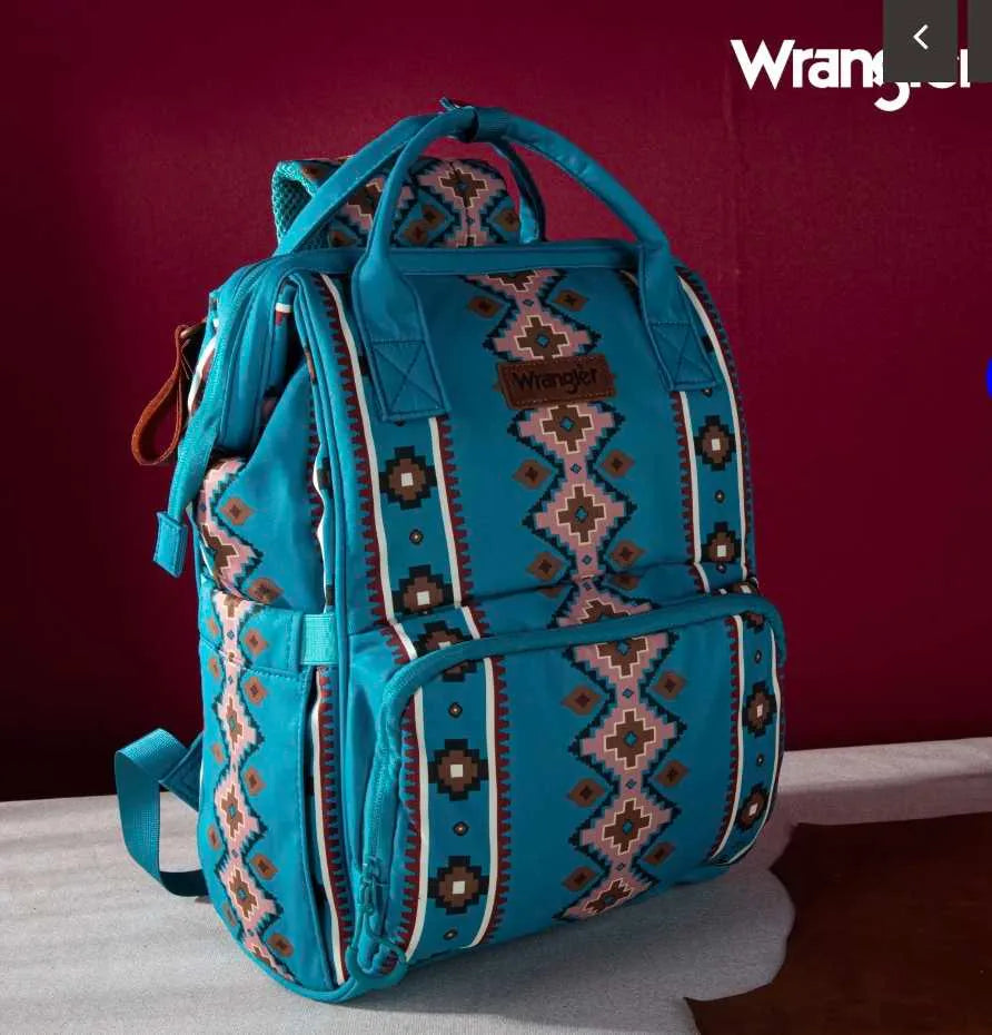 Wrangler Allover Aztec Dual Sided Backpack - Green - Chic Meadow Boutique 