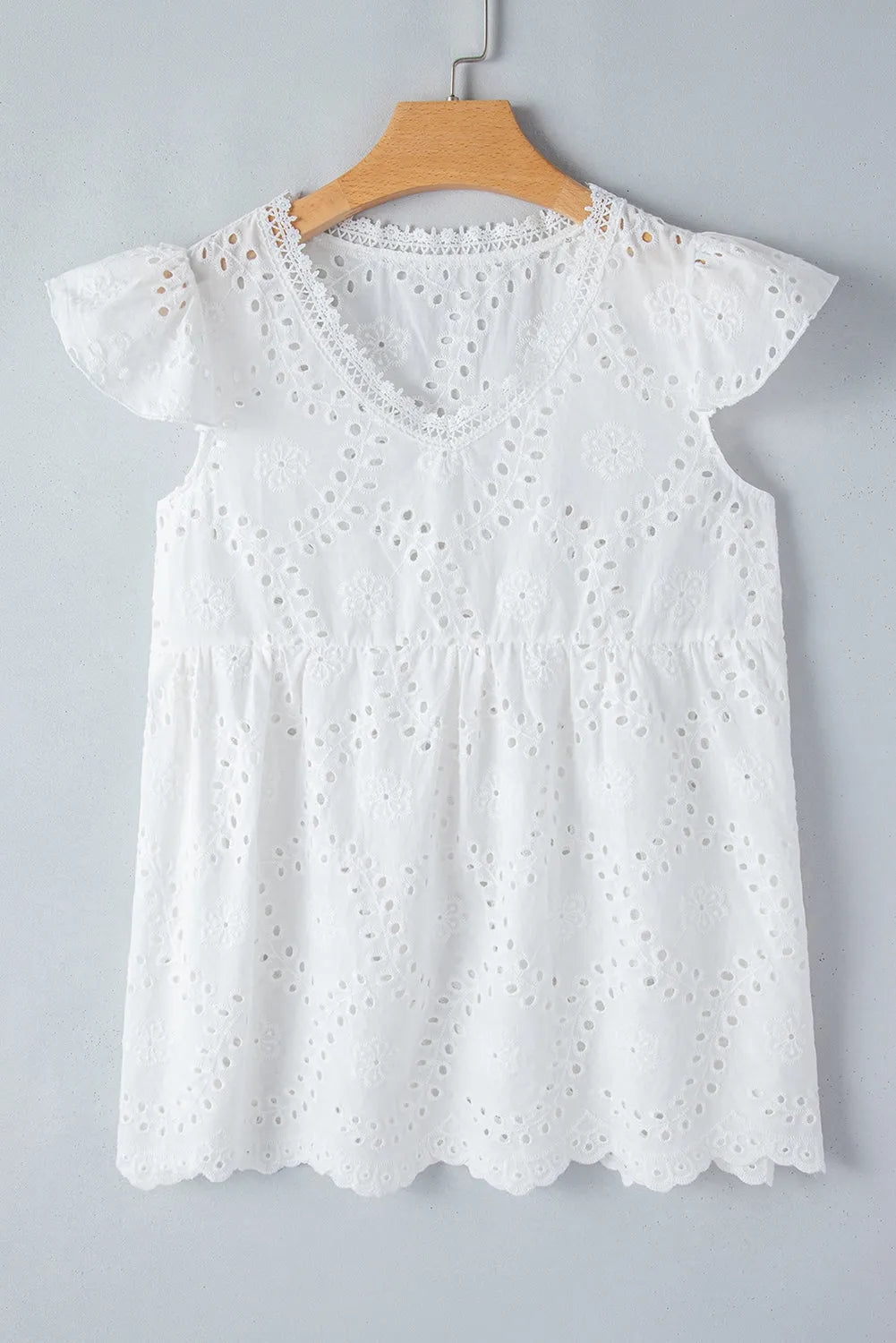 White V Neck Ruffled Embroidered Sleeveless Top - Chic Meadow Boutique 