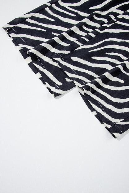 Black Zebra Striped Summer Wide Leg Pants