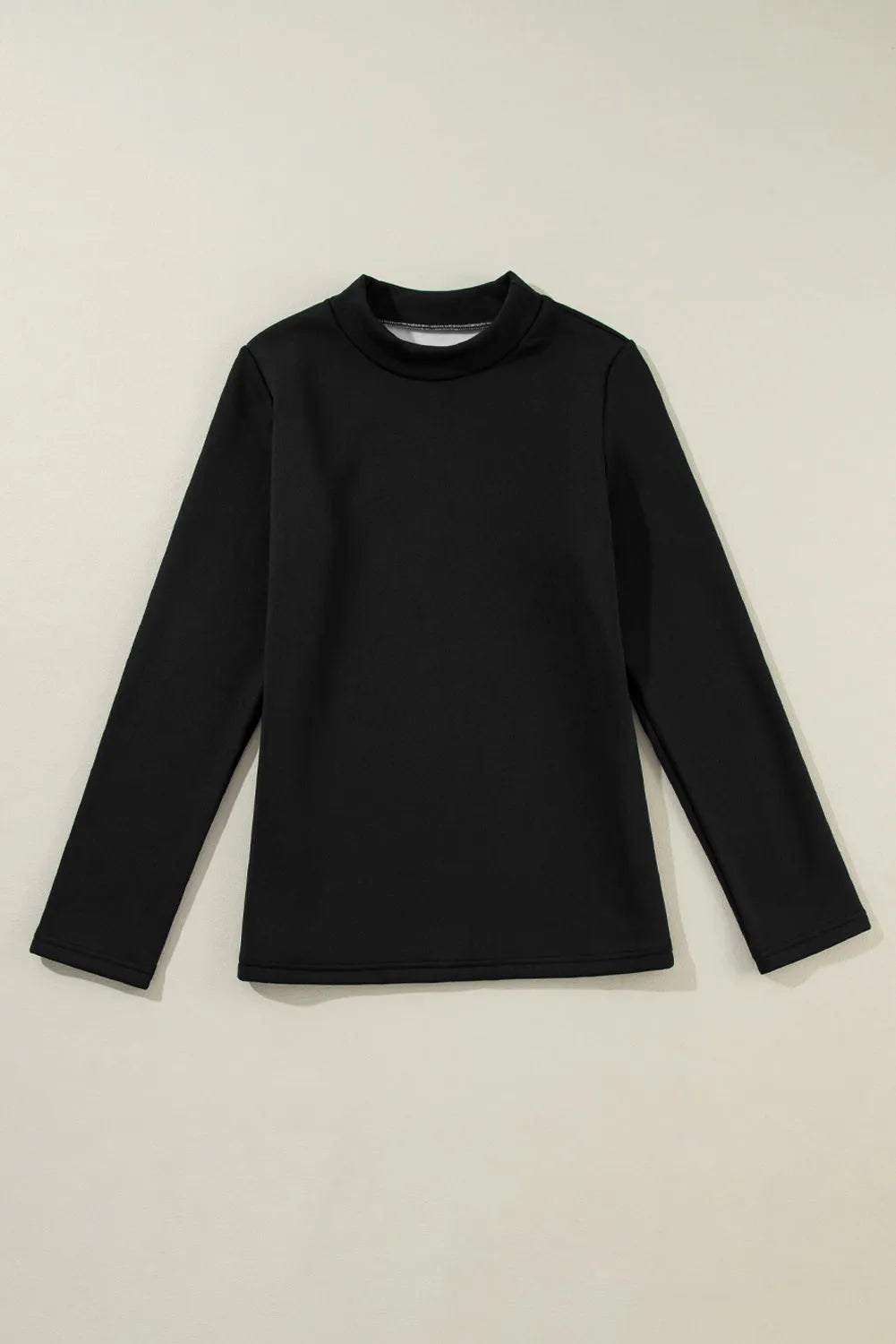 Black Mock Neck Thermal Lined Long Sleeve Tee - Chic Meadow Boutique 